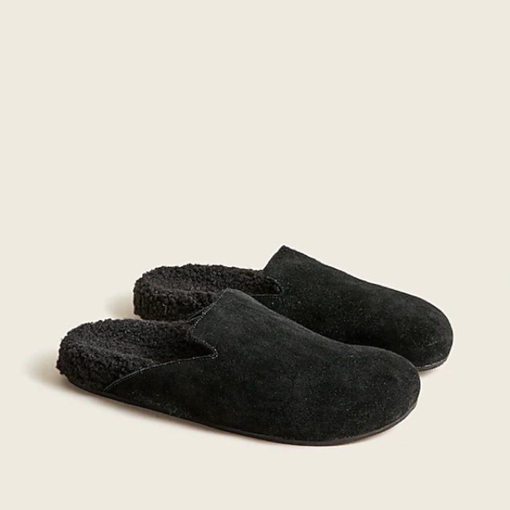 J Crew Pacific Sherpa-lined sued clogs, black, size 8, NWT